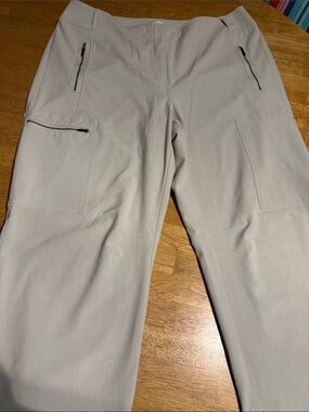 Chico's Beige Cargo Zip Pocket Trousers